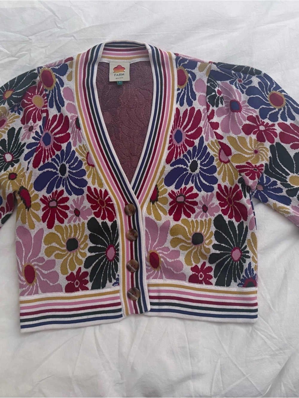 Farm Rio Sunny Daisies Floral Jacquard Cardigan - Picture 2 of 6